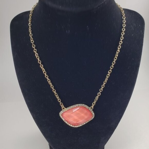 RSVP 18+3.5" Gold-tone Salmon Pink Stone Sparkling Crystal Necklace - Women - Picture 9 of 10
